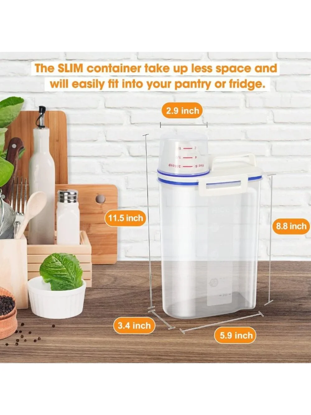2 Pack Rice Cereal Storage Containers with Measuring Cup & Easy Pour Spout